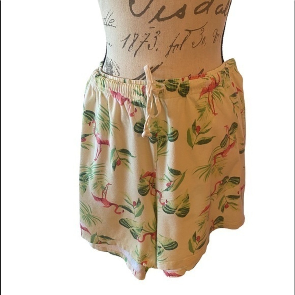 Coral Bay Tie Front Flamingo Print Shorts Size XL